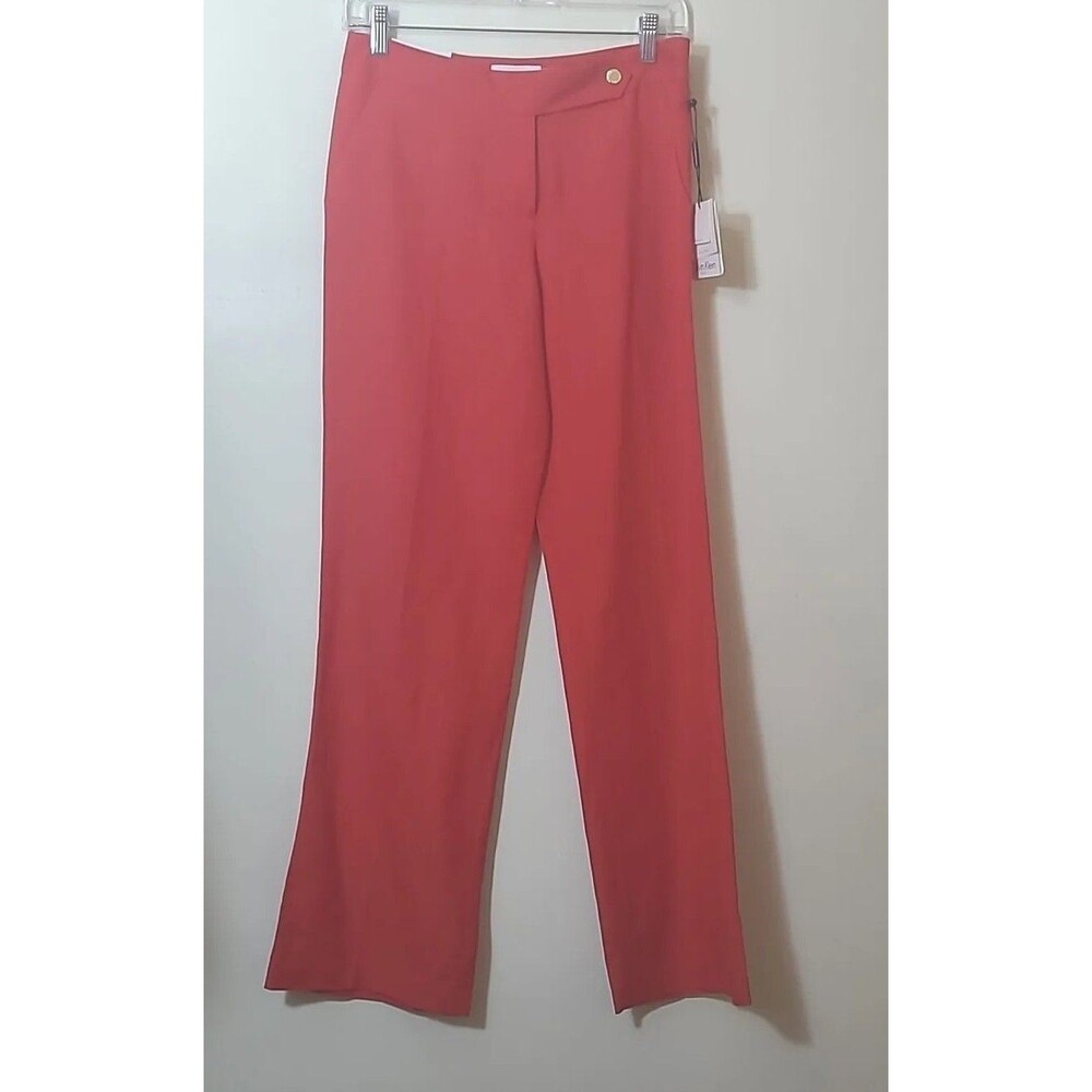 Cavlin Klein Classic Fit Red Linen Blend Pants Womens Size 2 Tags